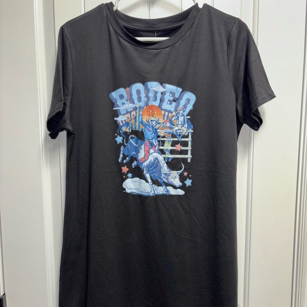 Boutique Rodeo Graphic Black T-Shirt Dress